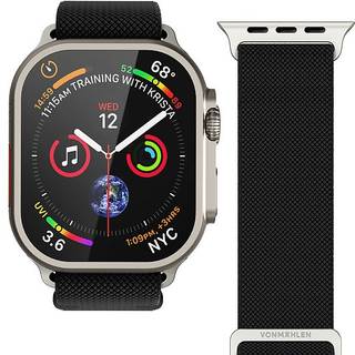 Vonmählen Apple Watch (42/44/SE/45/46/49mm) Classic Nylon Loop Urrem - Black
