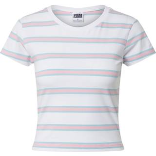 Urban Classics Stripe Cropped T-shirt - XS - white/girlypink