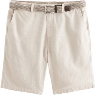 Next Stone Linen Cotton Chino Shorts with Belt Included