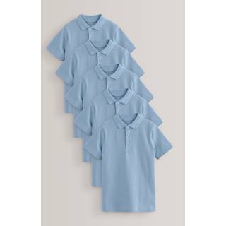Next Blue School Short Sleeve Cotton Polo Shirts 5 Pack (3-16yrs)