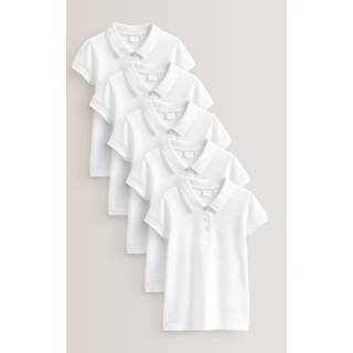 Next White Regular Fit 100% Cotton Short Sleeve Polo Shirts 5 Pack (3-16yrs)
