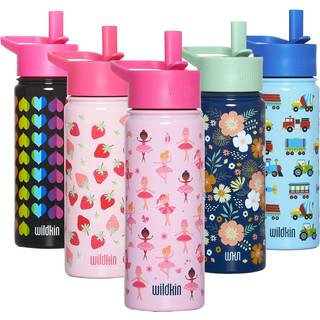 Wildkin Kids 18oz Rustfrit stål Vandflaske - BPA -fri lækagesikker isoleret let rengøring - Ballerina