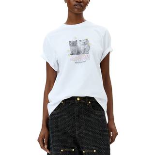 Basic Jersey Kittens Relaxed T-Shirt T4060 - Bright White - GANNI - Hvid M
