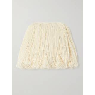 AlaÃ¯a Fringed wool miniskirt - white - XS