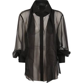Valentino Scarf-detail sheer silk chiffon blouse - black - S