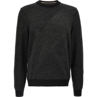 Sweater i ny uld med strikket mønster i to nuancer