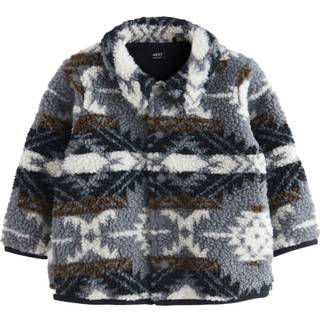 Next Blue/Navy Pattern Borg Fleece Shacket (3mths-7yrs)