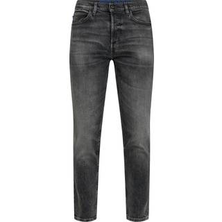 Jeans med tapered fit i mørkegrå denim med stræk