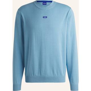 Sweater af strikket bomuld med blåt logomærke