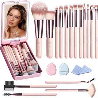 Makeupbrster med etui 20stk Rejse Makeup Brstest Foundation Concealer Blush jenskyggebrstest Contour Powder jenbryn jenvippebrstest med