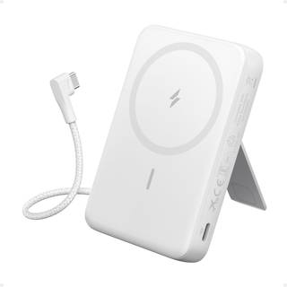 Anker Zolo Magnetic Power Bank (10K,30W,Built-in USB-C Cable) White