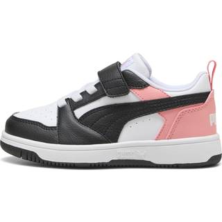 Puma Rebound V6 Lo Kids&#39; Sneakers, Shoes, White/Black/Pink Fruit, 29