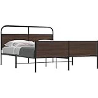 Sengeramme Uden Madras Metal Etræsfarve Brun Eg - med sengegavl og højt fodgærde / 150 x 200 cm