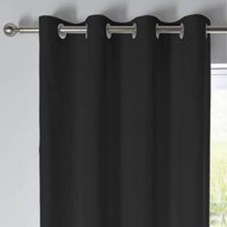 Fusion Fusion Black Sorbonne Pair of Eyelet Room Darkening Curtains