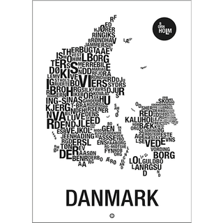 Danmark, byer - 30x40 cm (På lager i varehus)