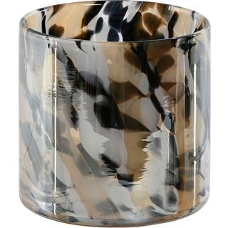 Lyseholder Home ESPRIT Sort Flødefarvet Krystal 12 x 12 x 11,5 cm