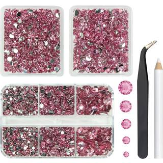 qiipii 3 kasser 5070 stk lyser?d harpiks krystal rhinestones til udformning af m?rk pink flad back perler sten 2 mm 3mm 4 mm 5mm 6mm ikke-hotfix