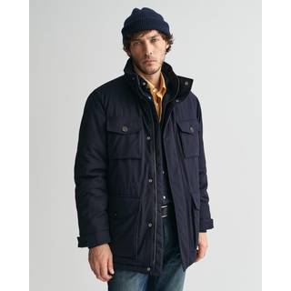 Ganttil mænd. 7006447 Militær flannel-jakke marineblå (L), Casual, Genanvendt polister, Bæredygtig
