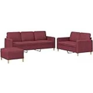 sofasæt 2 dele med hynder stof vinrød
