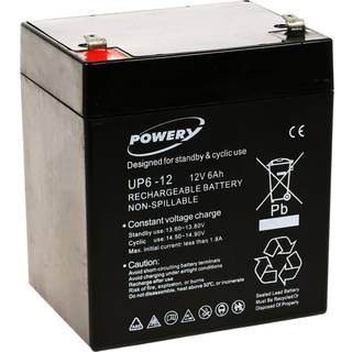 Powery Blygel-batteri 12V 6Ah (erstatter 4,5Ah, 5Ah)