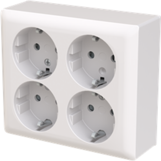 ABB 4-dobbelt saga stikkontakt ip44, sg.hvid
