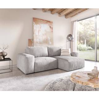 Ecksofa Lanzo L 260x160 cm Cord Silbergrau Recamiere variabel