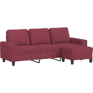 3-personers sofa med fodskammel 180 cm stof Vinrød