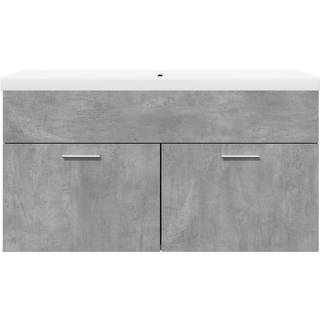 underskab til badeværelse med håndvask betongrå