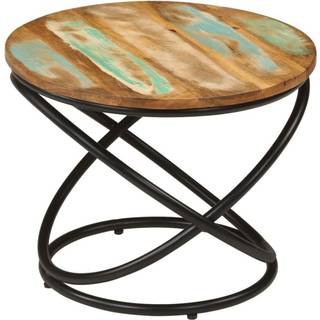 sofabord Ø50x40 cm massivt genbrugstræ og stål