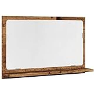 badeværelsesskab m. spejl 60x11x37cm konstrueret træ antikt træ