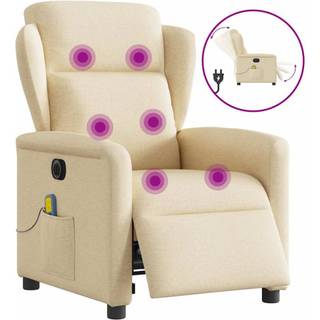 Massagestol Stof Farvet Creme - Ja / Eldrevet tilbagelæningsfunktion