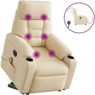 elektrisk massagestol med løftefunktion cremefarvet