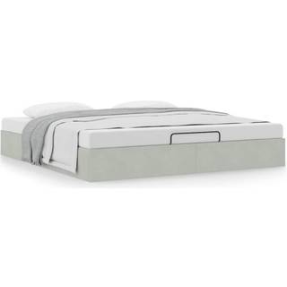 Osmannisk Sengeramme Uden Madras Fløjl - Lysegrå / 160 x 200 cm