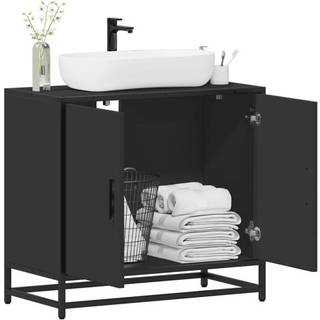 skab til håndvask til badeværelse 65x33x60 cm sort