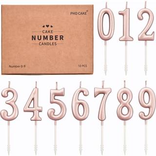 Ph.d.-kage 10-stykker Rose Gold Numer Birthday Candles Cake Numer Candle Number 0-9 Glitter Cake Topper Dekoration til f?dselsdag Bryllupsdag Fes
