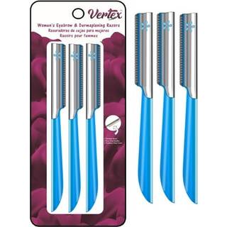 Vertex 001 Kvinders ansigtsrazor til dermaplaning - fjunfjerner, barberemaskine til fint hår, eksfolierende, blå, rejseudstyr