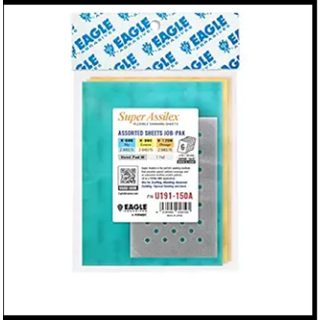Super Assilex Fleksible slibeskift Job-Pak Assorteret K600-K1200 U191-150A 6 Sheets + 1 M Hand Pad for Half Sheets