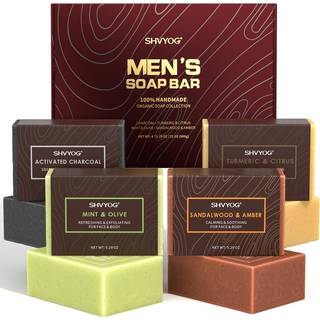 Shvyog Herre Soap 4 Pack Herre Bar Soap Gift til m?nd Natural koldpresset h?ndlavet eksfolierende s?be Deep Cleansing Moisturizing Bar Soap Sanda