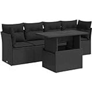 Sofasæt Til Haven 5 Dele Med Hynder Polyrattan - Sort / med opbevaring