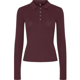 Pieces Bluse - Kitte LS Polo - Tawny Port