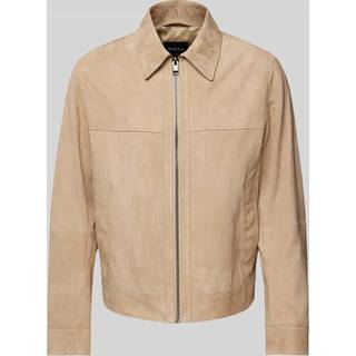 BOSS Black Herren Lederjacke beige unifarben