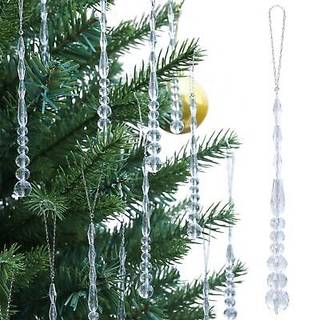 Lumiti 12st Crystal Icicle Christmas Tree Ornaments Glaspärlor hängande ljuskronor hängen för julfest bröllop vinterdekorationer (vit klar)