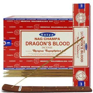 Dragon 's Blood Røgelsespinde og røgelsespind Holder Bundle Indence Sense Satya Røgelse