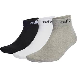 Think Linear Ankle sokker, 3 par - Medium Grey Heather / White / Black - 31-33