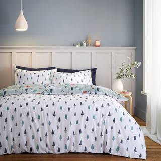 Bianca Bianca Blue Brushed 100% Cotton Winter Scene Duvet Cover Set