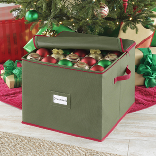 Whitmor Large Christmas Ornament Box 75 sektioner Grøn m/rød trim