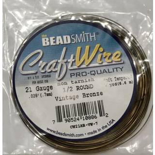 Beadsmith Half -Round Craft Wire - Wire Elements - Soft Temper - 21 gauge 7 yard spole - vintage bronze farve - perlertr?d, der bruges til smykke