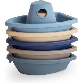 Mushie Stackable Bath Boats Toy (Ocean) | Flydende badekar legetøj til baby & småbørn sæt af 5 | Lavet i Danmark