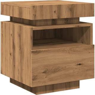 sengebord med LED-lys 40x39x48,5 cm kunsteg