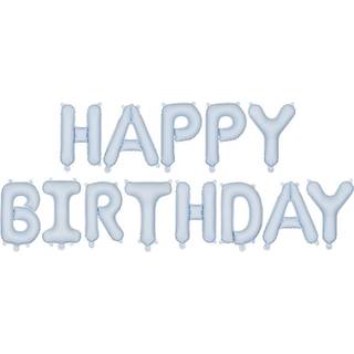 Lyseblå Happy Birthday folieballoner